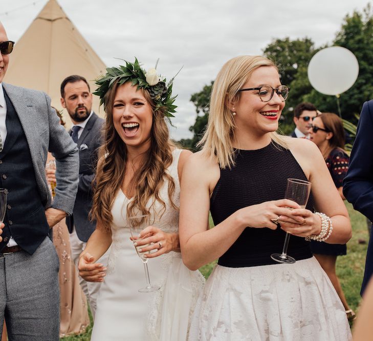 Bride in La Sposa Gown from Mirror Mirror | Outdoor Wedding Ceremony &amp; Tipi Reception Planned by Benessamy Events | Red on Blonde Photography