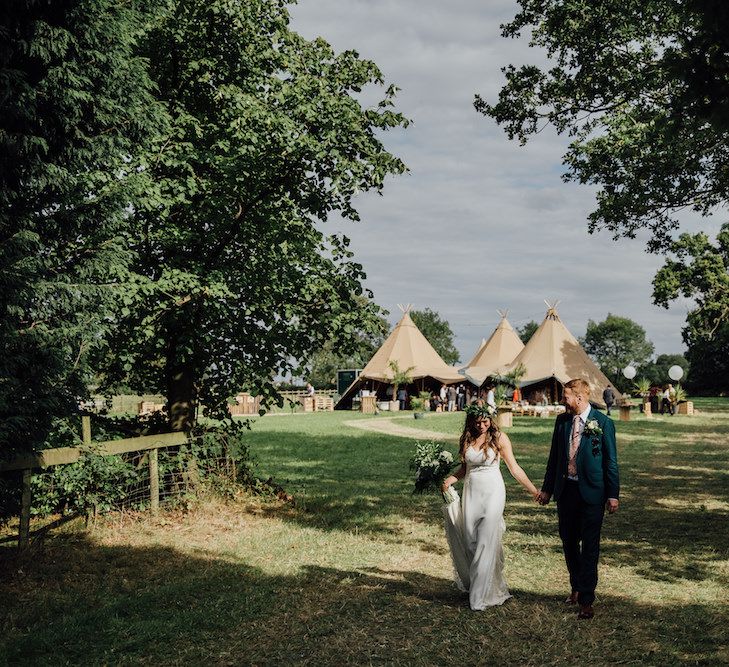 Bride in La Sposa Gown from Mirror Mirror Bridal | Groom in Paul Smith Suit | Outdoor Wedding Ceremony &amp; Tipi Reception Planned by Benessamy Events | Red on Blonde Photography