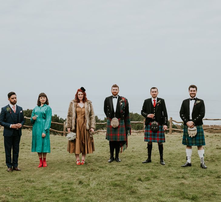 Ravensheugh Log Cabin DIY Wedding With Bride In Vintage Inspired Outfit And Groom In Kilt Virginia's Vintage Hire Photography By Joanna Nicole