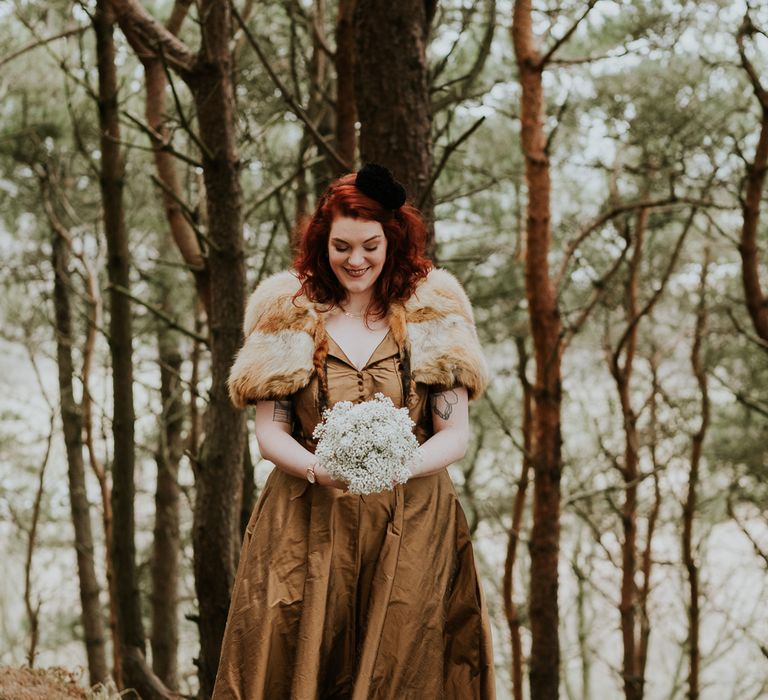 Ravensheugh Log Cabin DIY Wedding With Bride In Vintage Inspired Outfit And Groom In Kilt Virginia's Vintage Hire Photography By Joanna Nicole