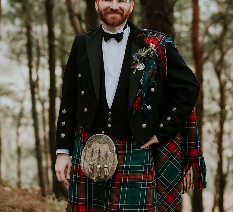 Ravensheugh Log Cabin DIY Wedding With Bride In Vintage Inspired Outfit And Groom In Kilt Virginia's Vintage Hire Photography By Joanna Nicole