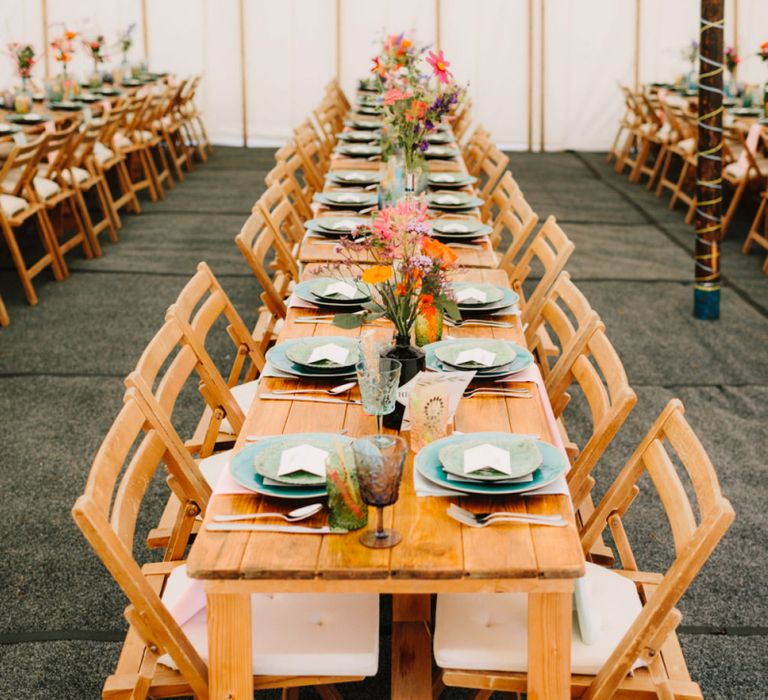 Marquee Wedding Reception Trestle Table decor