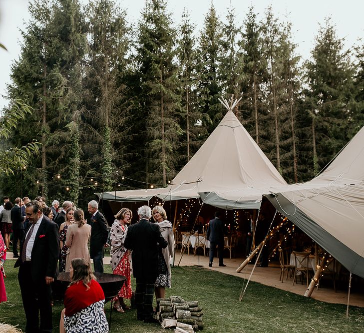 Tipi wedding reception at Evenley Wood Garden