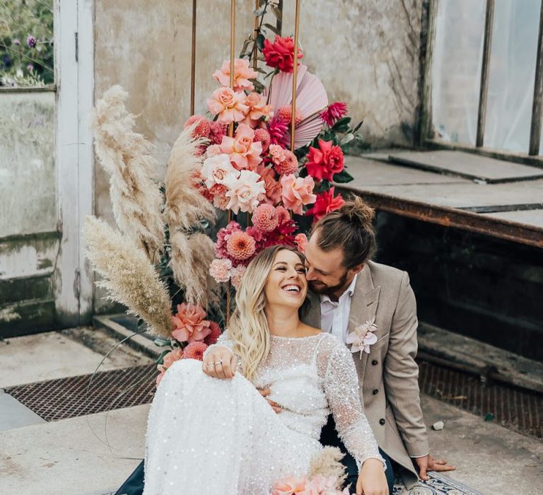 Relaxed bride and groom portrait by Rebecca Carpenter Photography