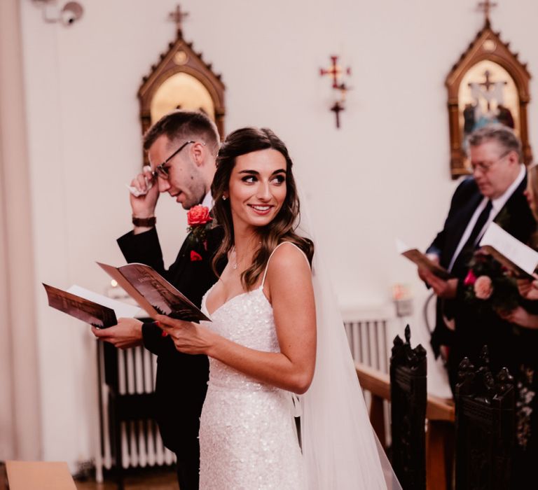 Bride During Wedding Ceremony Followed By Reception At Primrose Hill Farm