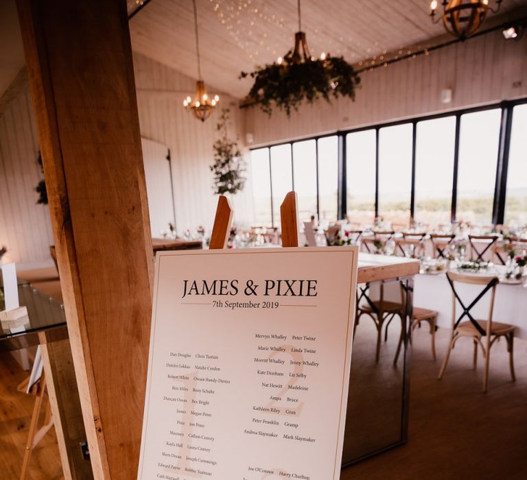 Wedding Table Seating Plan At Primrose Hill Farm Wedding Venue