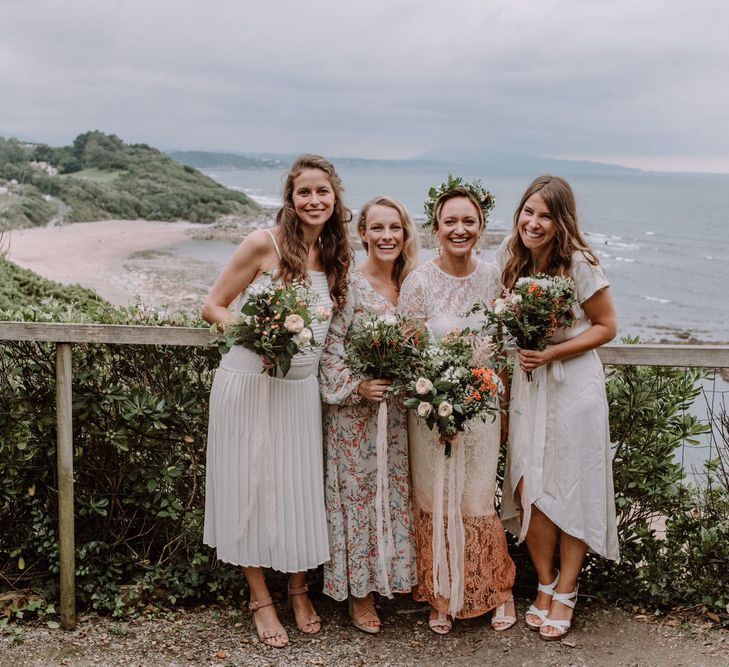 Bridesmaids In White Dresses // Getting Married In France // Legal Ceremony At Local Mairie // Planning &amp; Styling By French Bague-ette // Image By Marine Marques