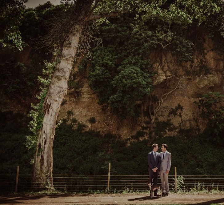 Two Grooms Portrait Picture | Woodland Wedding at Sa Farinera de Sant LLuis Wedding Venue, Catalan Empordà, Spain | Planned &amp; Styled by Mille Papillons | HUMà06 Photography | HUMà06 Photography