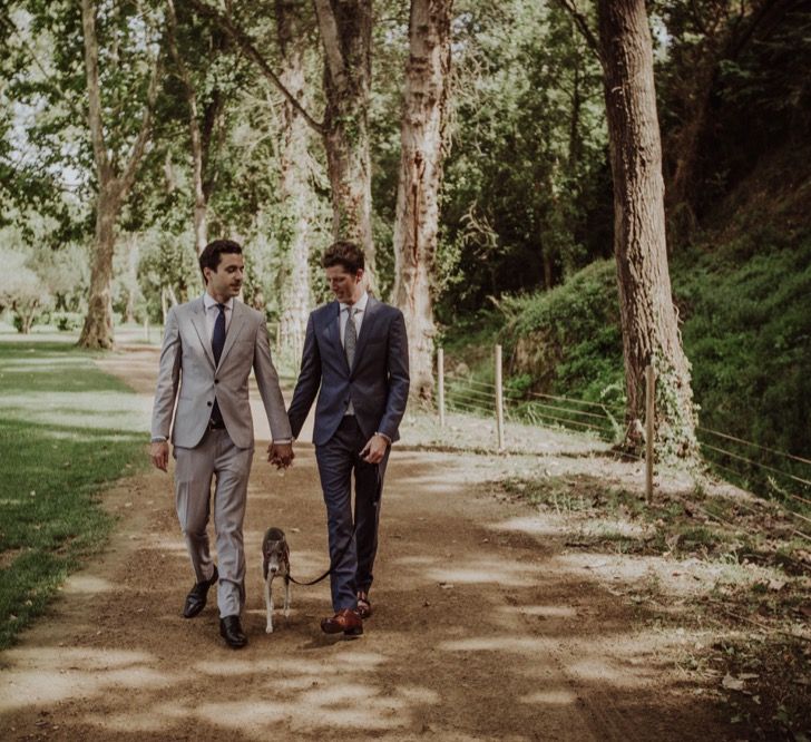 Two Grooms &amp; Their Pet Dog | Woodland Wedding at Sa Farinera de Sant LLuis Wedding Venue, Catalan Empordà, Spain | Planned &amp; Styled by Mille Papillons | HUMà06 Photography | HUMà06 Photography