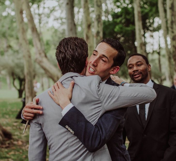 Wedding Guest Hugs | Outdoor Woodland Wedding at Sa Farinera de Sant LLuis Wedding Venue, Catalan Empordà, Spain | Planned &amp; Styled by Mille Papillons | HUMà06 Photography | HUMà06 Photography