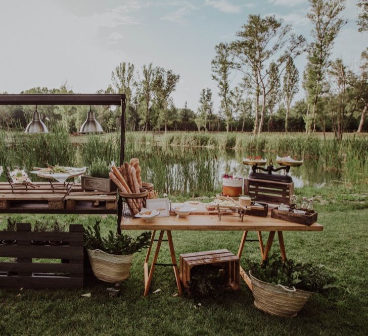 Artisan Food Station | Outdoor Woodland Wedding at Sa Farinera de Sant LLuis Wedding Venue, Catalan Empordà, Spain | Planned &amp; Styled by Mille Papillons | HUMà06 Photography | HUMà06 Photography