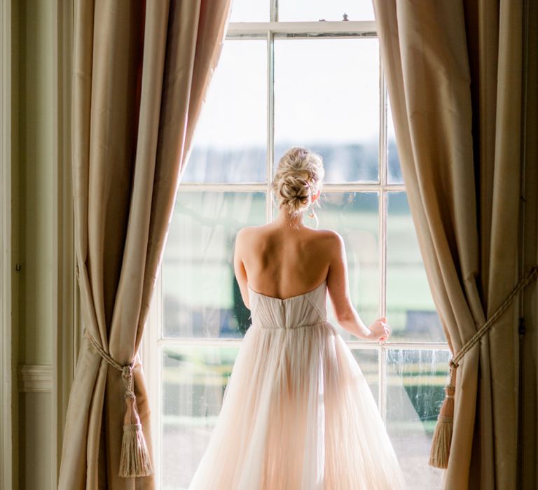 Bride with romantic bun up do