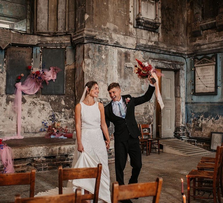 Bride and Groom Just Married at the Asylum Wedding Venue