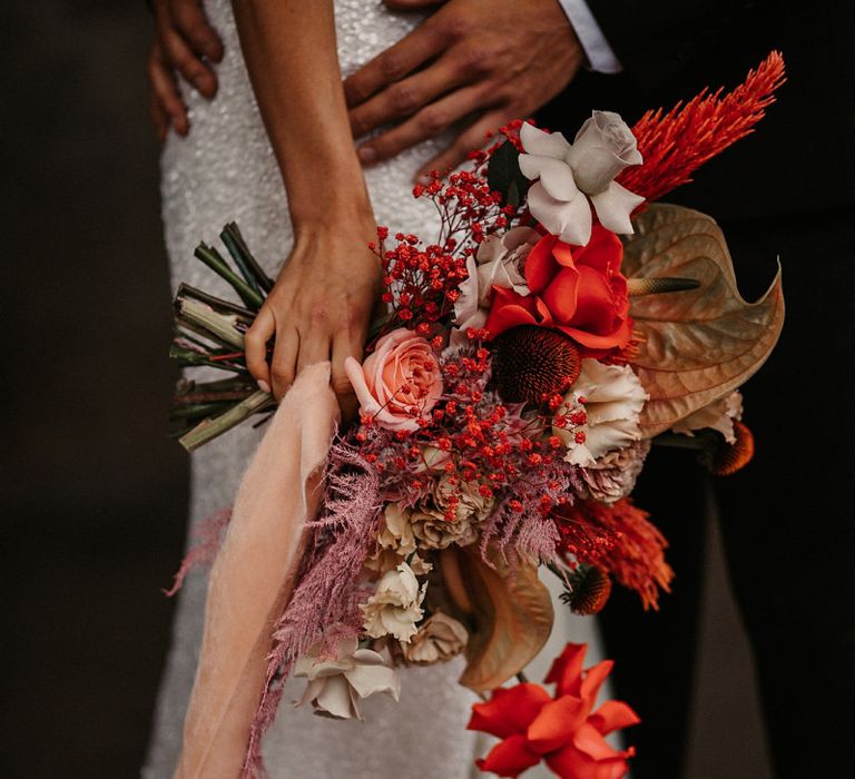 Modern Bouquet with Anthurium and  Astilbe Flowers