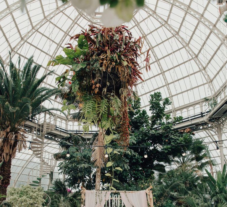 Botanical, Aisle Decor with Indian Mandap Wedding Ceremony Altar