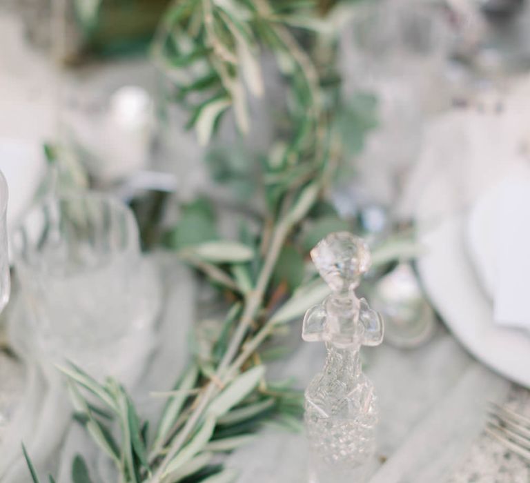 Olive Branch Runner For Wedding Table // Chateau De Roussan St Remy Provence Wedding Venue With Joanne Flemming Dresses Fine Art Images From Jo Bradbury Photography