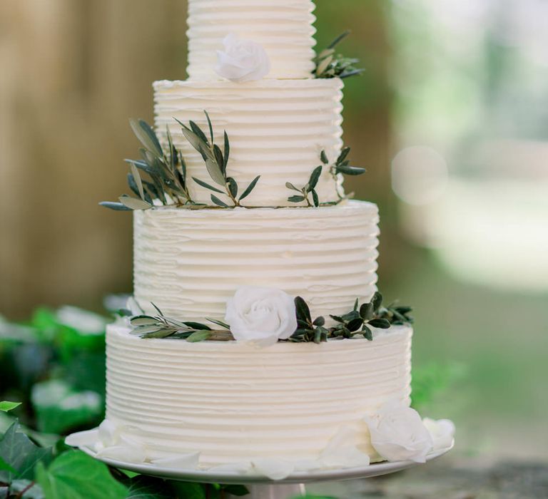 Buttercream Wedding Cake For Destination Wedding // Chateau De Roussan St Remy Provence Wedding Venue With Joanne Flemming Dresses Fine Art Images From Jo Bradbury Photography