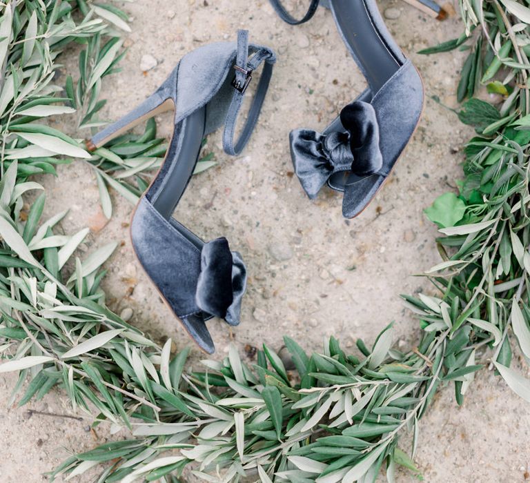 Something Blue Wedding Shoes // Chateau De Roussan St Remy Provence Wedding Venue With Joanne Flemming Dresses Fine Art Images From Jo Bradbury Photography