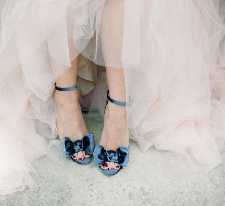 Something Blue Wedding Shoes // Chateau De Roussan St Remy Provence Wedding Venue With Joanne Flemming Dresses Fine Art Images From Jo Bradbury Photography