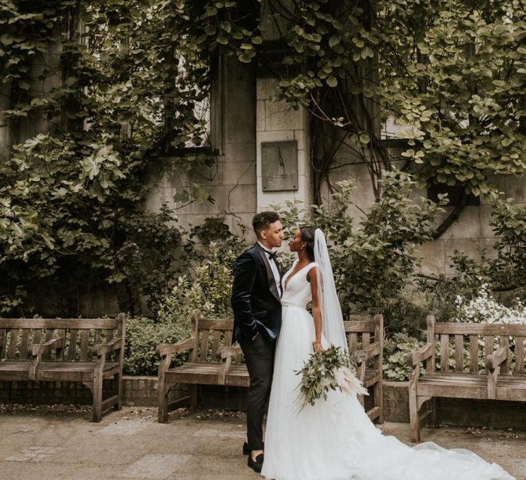 Couples portrait at St Dunstans in the East