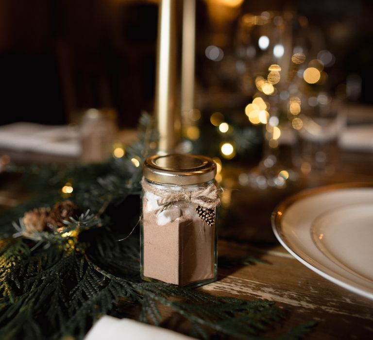 Christmas Pub Wedding At The Falcon Rotherwick With Bride In Alice By Watters And Candle Lit Wedding Ceremony Images By Rebecca Searle Photography