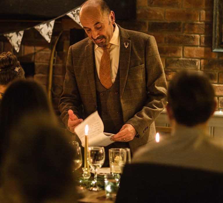 Christmas Pub Wedding At The Falcon Rotherwick With Bride In Alice By Watters And Candle Lit Wedding Ceremony Images By Rebecca Searle Photography