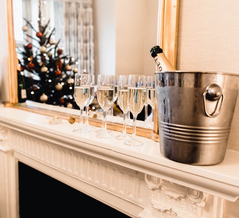 Christmas Pub Wedding At The Falcon Rotherwick With Bride In Alice By Watters And Candle Lit Wedding Ceremony Images By Rebecca Searle Photography