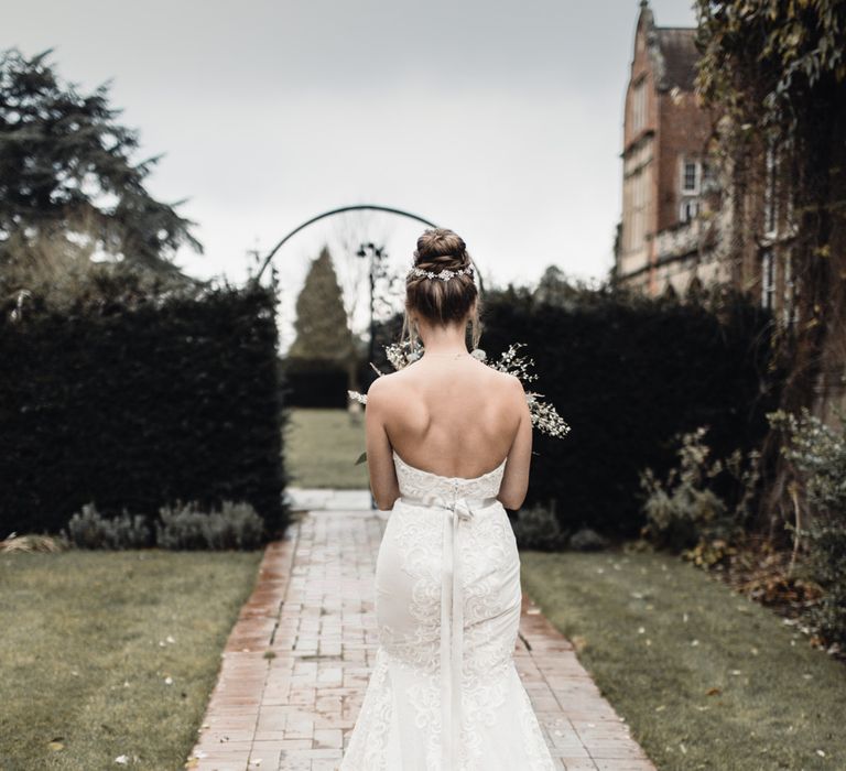 Christmas Pub Wedding At The Falcon Rotherwick With Bride In Alice By Watters And Candle Lit Wedding Ceremony Images By Rebecca Searle Photography