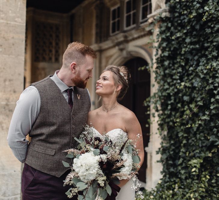 Bride In Alice Dress By Watters // Christmas Pub Wedding At The Falcon Rotherwick With Bride In Alice By Watters And Candle Lit Wedding Ceremony Images By Rebecca Searle Photography