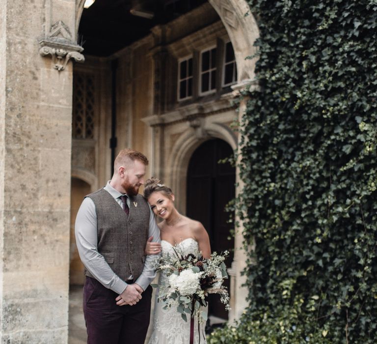 Bride In Alice Dress By Watters // Christmas Pub Wedding At The Falcon Rotherwick With Bride In Alice By Watters And Candle Lit Wedding Ceremony Images By Rebecca Searle Photography