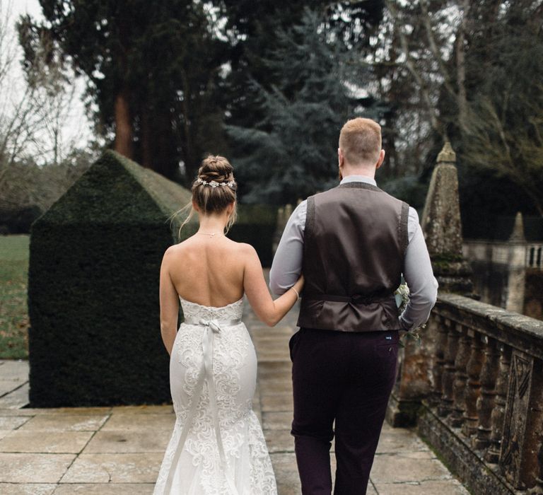 Bride In Alice Dress By Watters // Christmas Pub Wedding At The Falcon Rotherwick With Bride In Alice By Watters And Candle Lit Wedding Ceremony Images By Rebecca Searle Photography