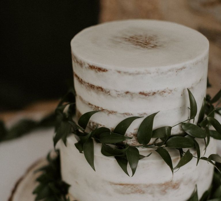 Semi Naked Wedding Cake With Foliage Detail