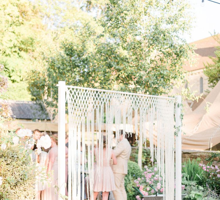 Macramé Arch | Country Tipi Wedding with Macramé Arch and Hanging Flowers | Sarah-Jane Ethan Photography