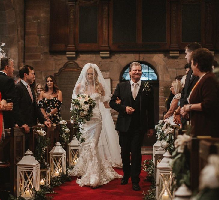 Bride Walks Down The Aisle At Church