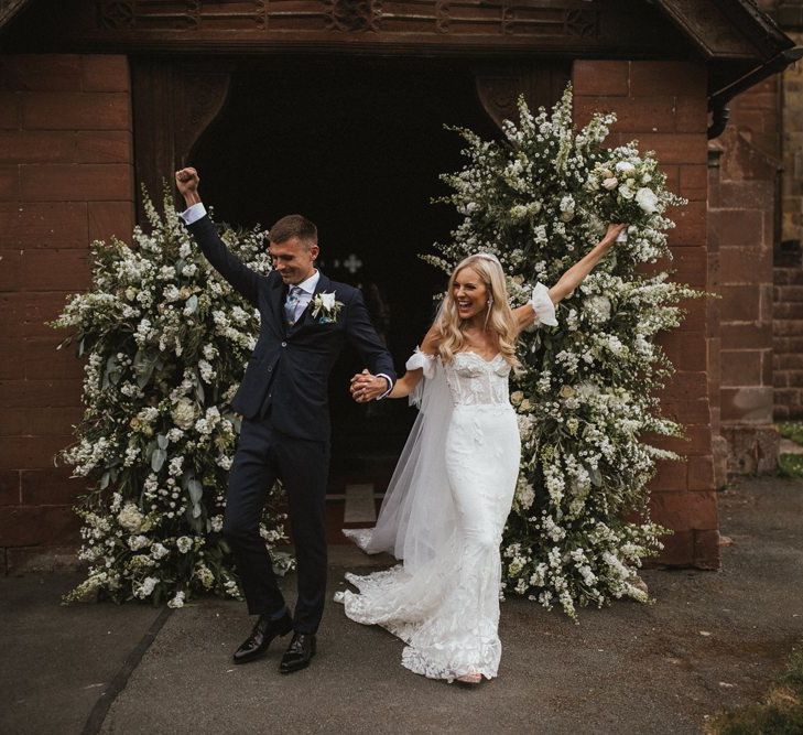 Bride and Groom Emerge As Husband and Wife