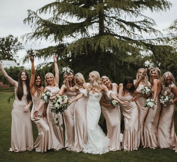 Bridal Party In Satin Ghost Bridesmaid Dresses