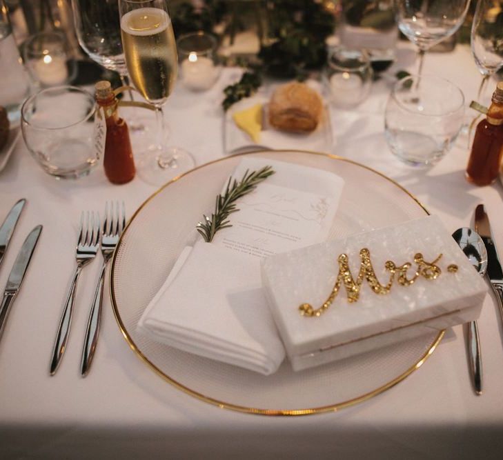 'Mrs' Clutch Bag On Wedding Table