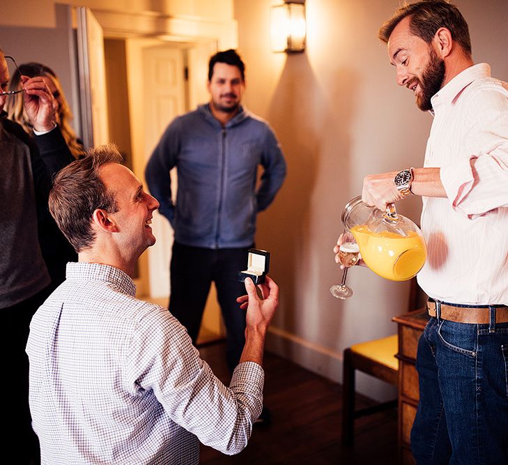 Groom preparations for winter wedding