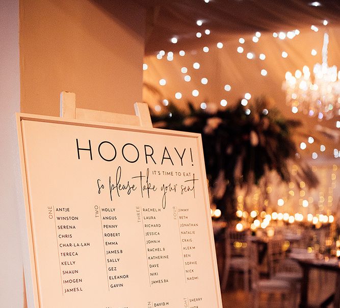 Monochrome wedding seating chart