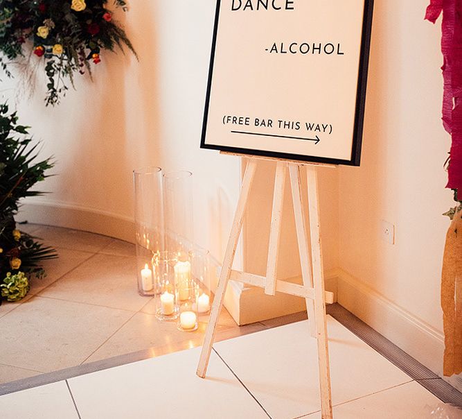 Monochrome wedding sign for the bar