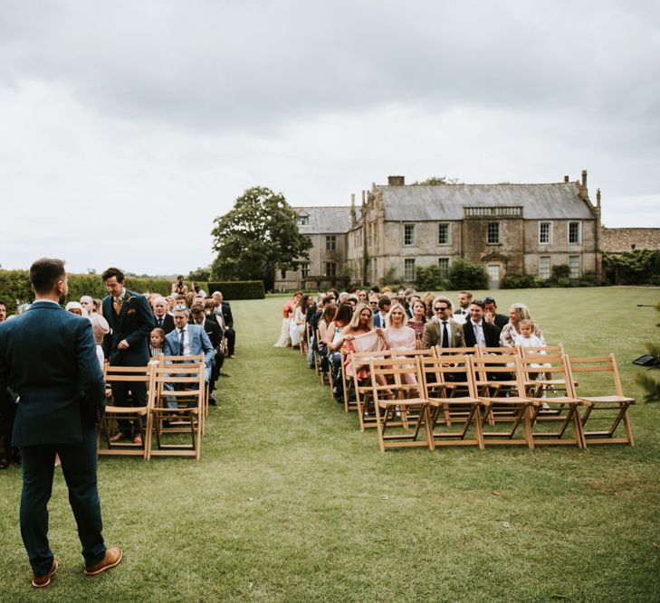 Outdoor wedding ceremony at Mapperton House