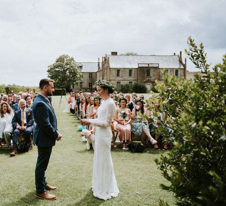 Bride and groom exchange their vows