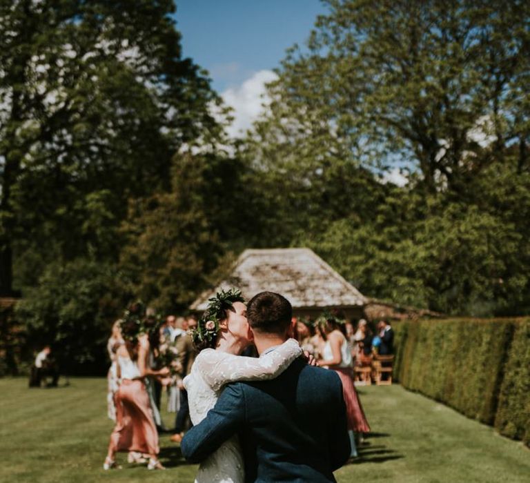 Bride kisses new husband