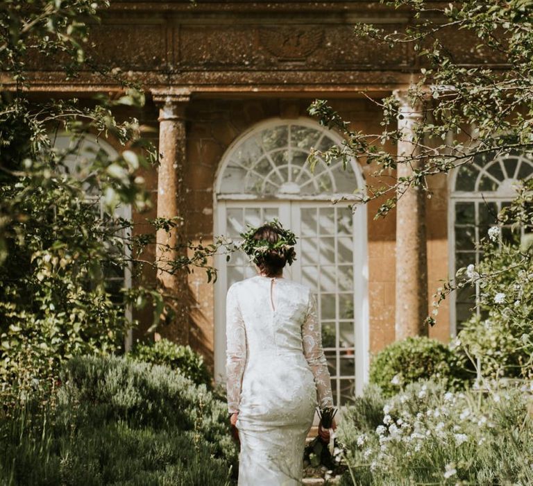 Lace long-sleeved Savannah Miller wedding dress