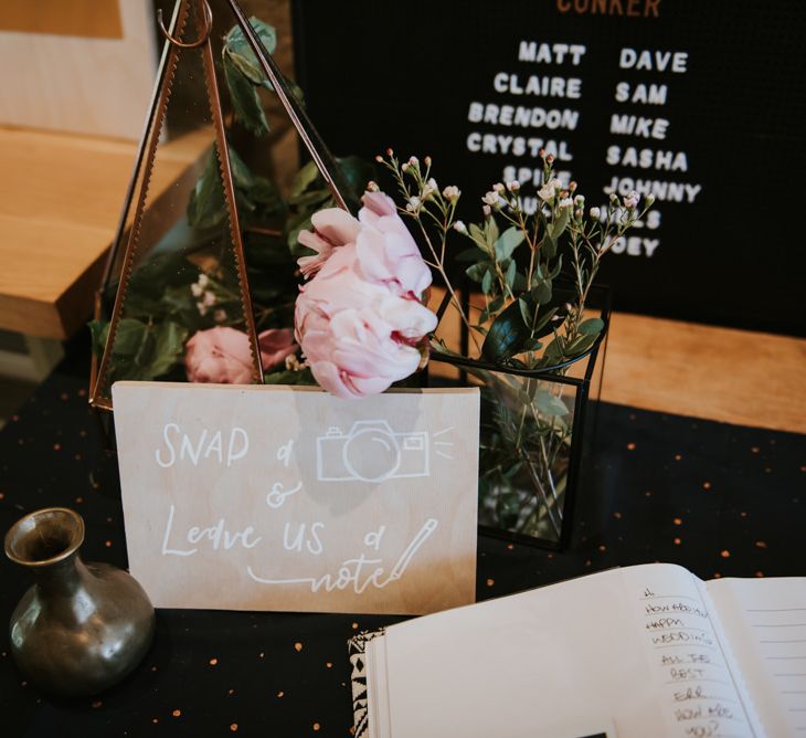 Wedding guest book with polaroid pictures