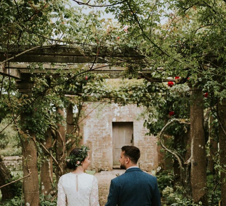 Savannah Miller wedding dress with lace detail and long sleeves