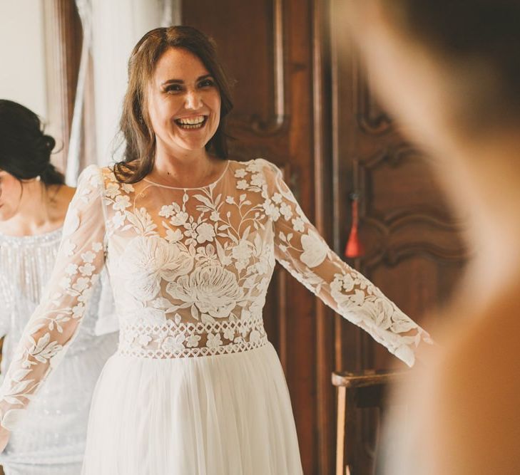 Lace wedding dress for rustic Devon wedding