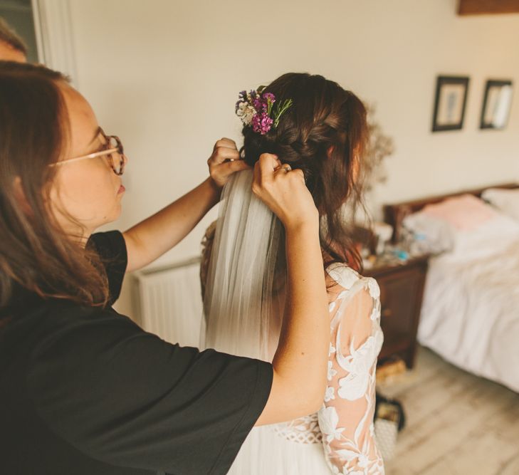 Floral hairpiece for bride