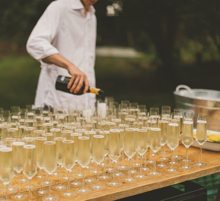 Champagne table at Devon wedding