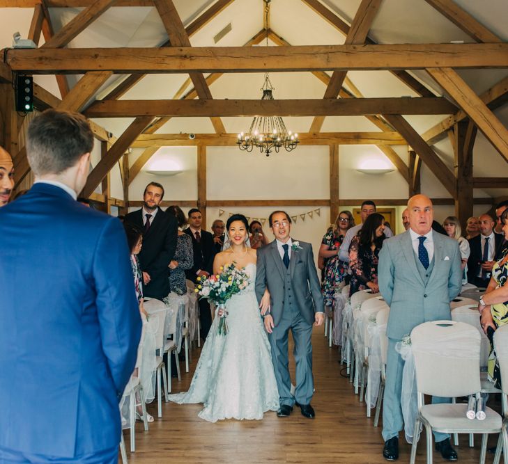 Wedding Ceremony Bridal Entrance in Off the Shoulder Wedding Dress